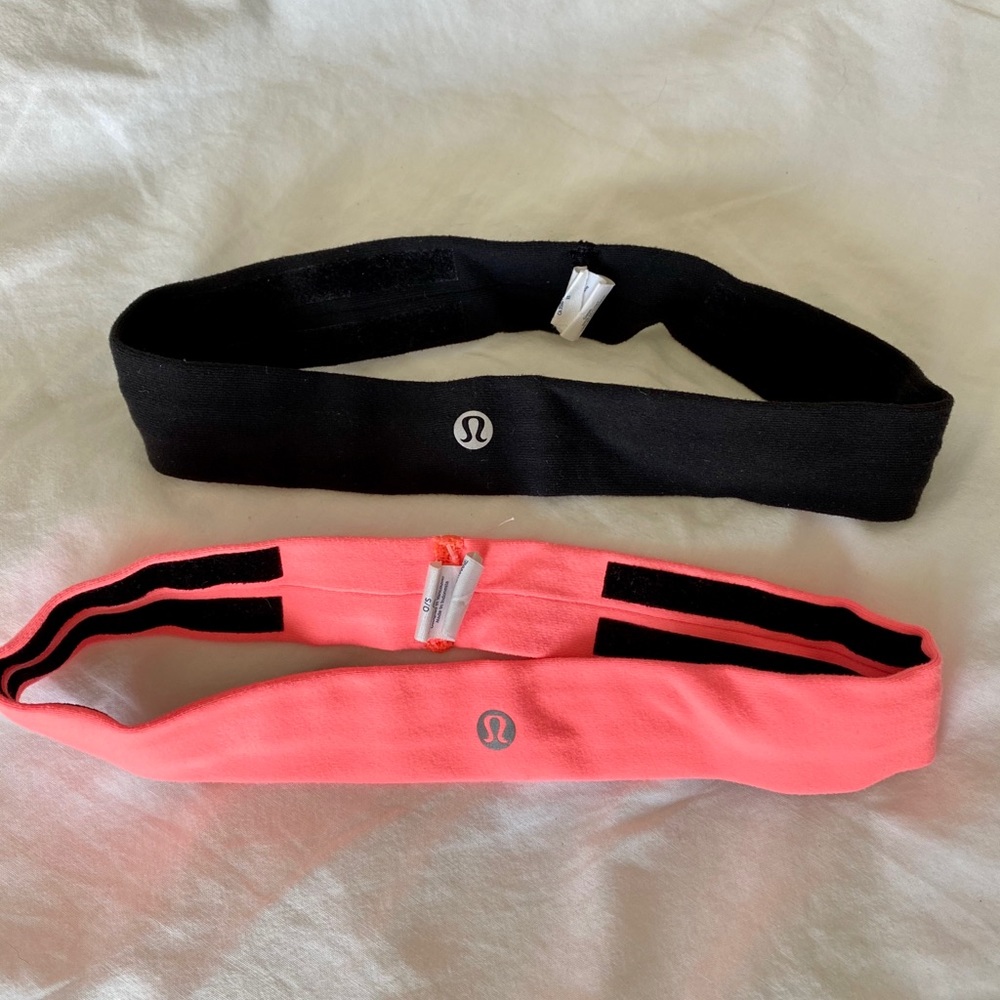 TWO lululemon Headbands in Pink and Black OS